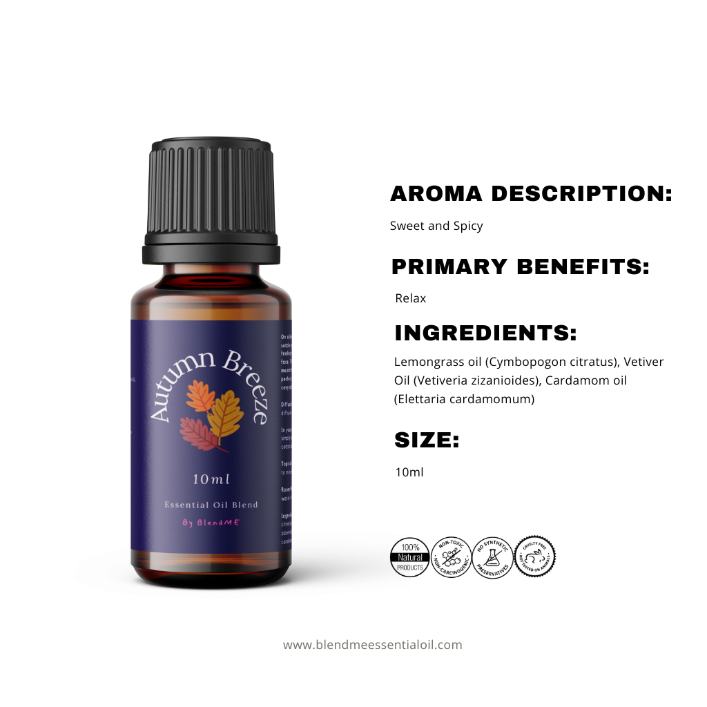 Autumn Breeze Essential Oil Diffuser Blend 10ml (Certified by Aromatherapist)