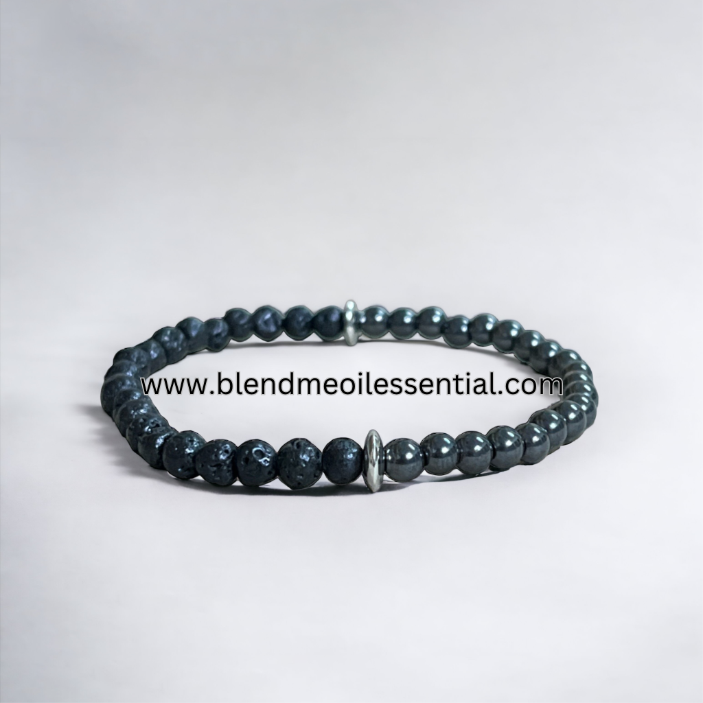 Aromatherapy Diffuser Bracelets (4mm Hematite + 4m Lava Beads)