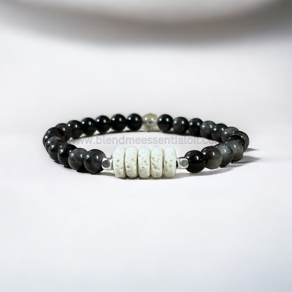 Aromatherapy Diffuser Bracelet for Unisex (6mm Obsidian & Citrine)