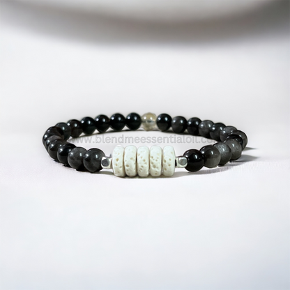 Aromatherapy Diffuser Bracelet for Unisex (6mm Obsidian & Citrine)