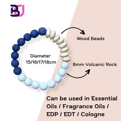 Aromatherapy Diffuser Bracelet (Volcanic Rock + Wood Beads)